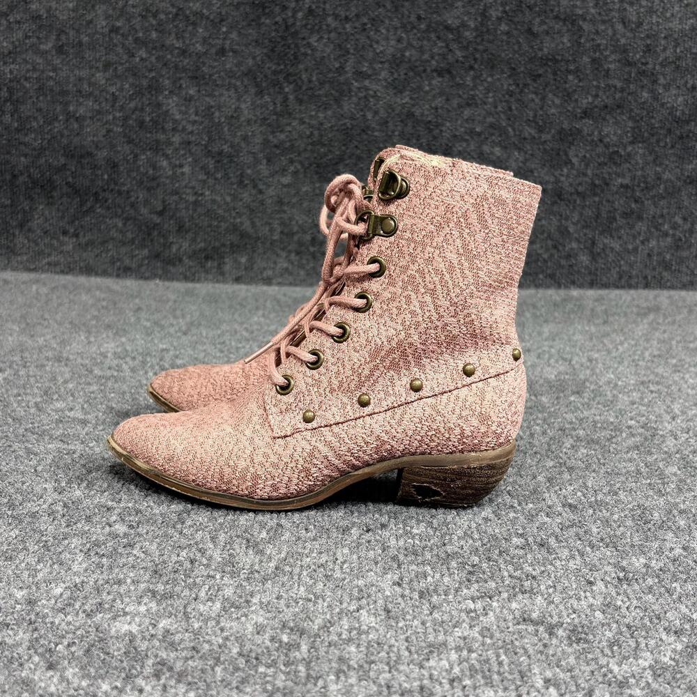 Joyfolie Boots Girls 12 Pink Eliza Lace Up Ankle Combat Studded Zip Lined